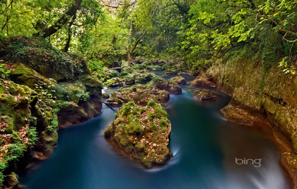Лес, река, камни, Греция, Greece, Ioannina, Эпир, Epirus