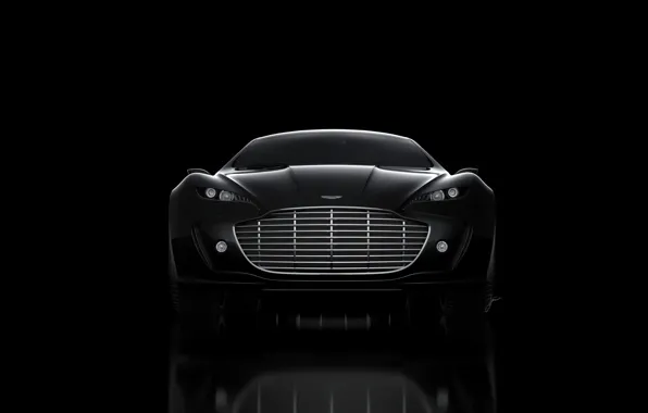 Aston Martin, Черный, Машина, Концепт, Решетка, Gauntlet, Передок