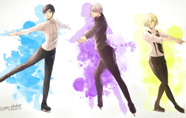 Аниме, арт, парни, Yuri on Ice, Юрий на льду, Виктор Никифоров, Юрий Плиседский, Юри Катски