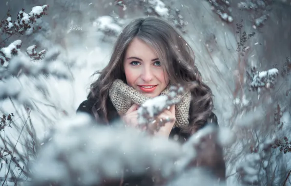 Картинка зима, девушка, снег, girl, winter, snow, гелиос, evgenysavin