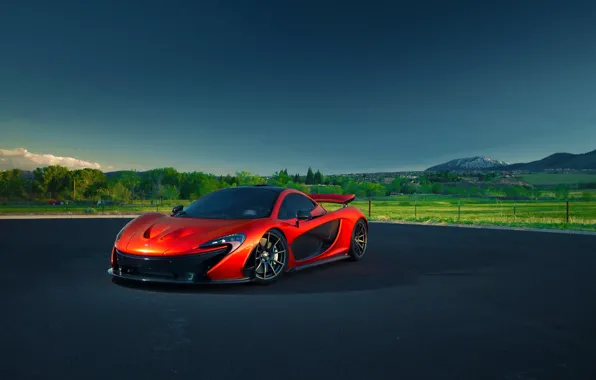 Картинка McLaren, Orange, Nature, Sky, Blue, Front, Summer, Supercar