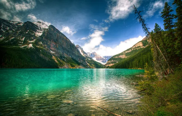Картинка небо, пейзаж, горы, природа, озеро, Канада, Банф, Louise