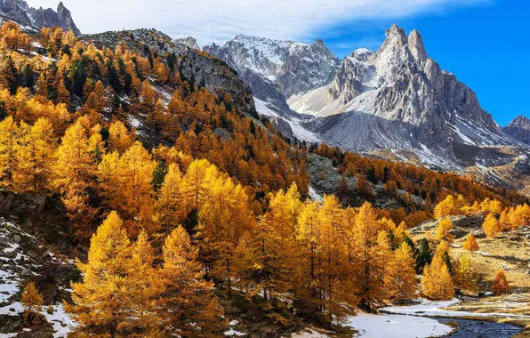 Картинка осень, горы, Альпы, долина Кларе, Францмя