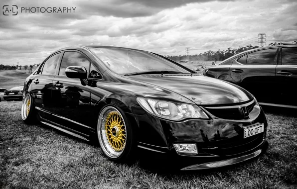 Картинка черная, honda, диски, black, хонда, tuning, civic, bbs