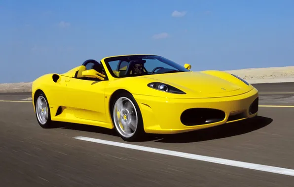 Car, F430, Ferrari, road, yellow, speed, Spider
