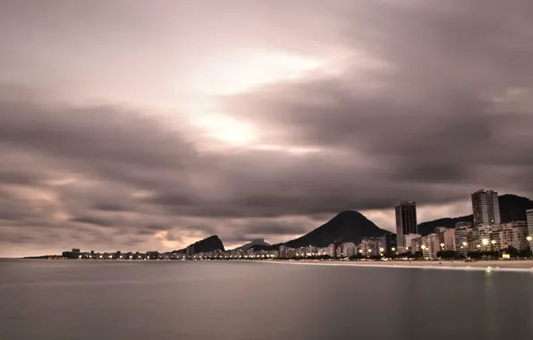 Light, beach, sky, Rio de Janeiro, apartment house, Leme