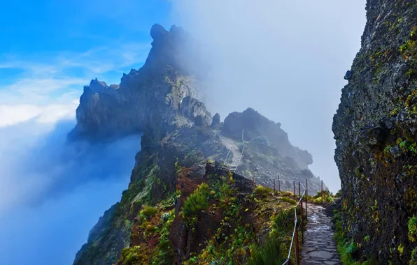 Картинка облака, горы, скалы, Португалия, Мадейра
