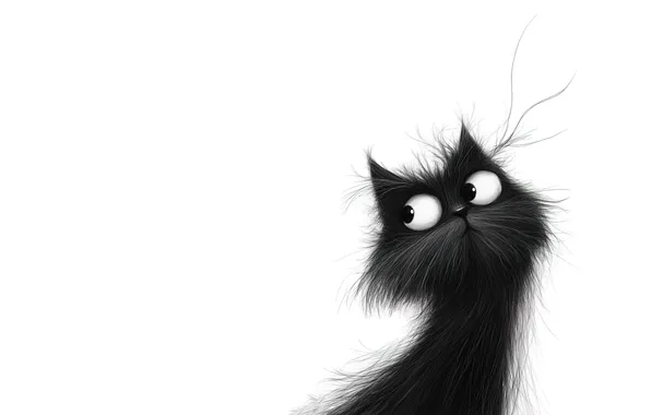 Кошка, глаза, кот, взгляд, поза, котенок, черный, стилизация