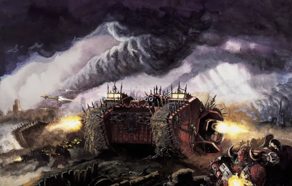 Картинка Хаос, битва, Warhammer 40000, Chaos, Warhammer 40K, Land Raider