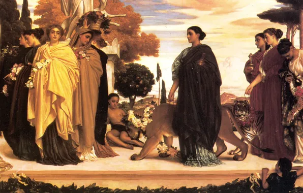 Картинка тигр, древность, античность, гепарды, Frederic Leighton, The Syracusan Bride