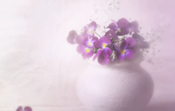 Картинка горшок, анютины глазки, букетик