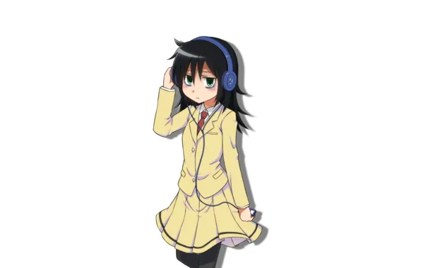 Девушка, зеленые глаза, Томоко, Kuroki, WataMote, Tomoko, Куроки, школьна форма