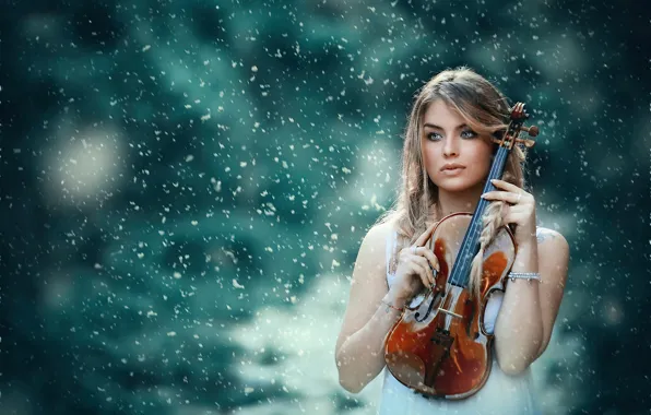 Картинка девушка, скрипка, прелесть, Alessandro Di Cicco, Ice breaker