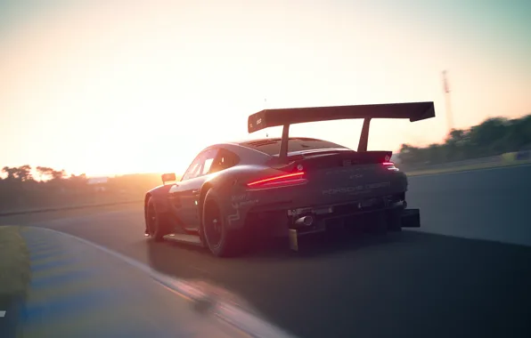 Закат, Авто, 911, Porsche, Машина, Трасса, RSR, Gran Turismo