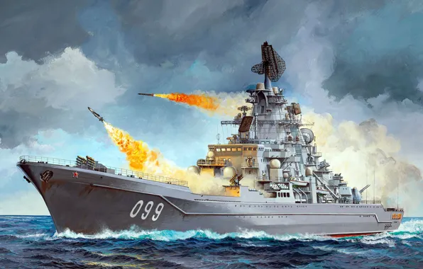 Картинка Пётр Великий, ТАРКР, третьего поколения проекта 1144 «Орлан», Флагманский корабль Северного флота России, тяжёлый атомный …