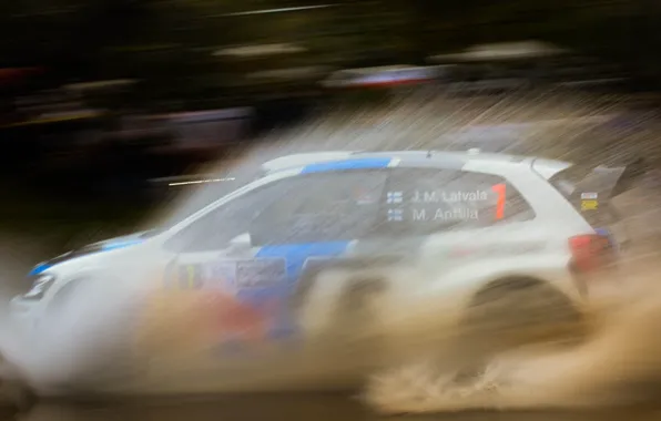 Вода, брызги, volkswagen, rally, Argentina, wrc, polo, JM Latvala