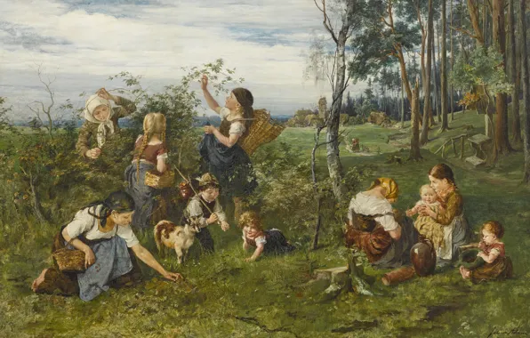 Картинка 1876, German painter, немецкий живописец, oil on canvas, Юлиус Антон Адам, Julius Anton Adam, Kinder …
