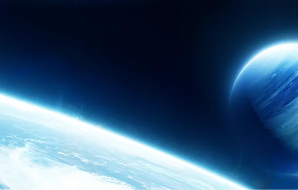 Картинка космос, облака, планета, атмосфера, satellite
