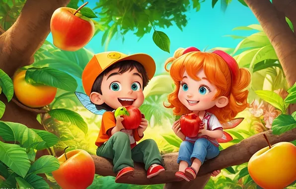 Red, kids, Fantasy Art, Ai Art
