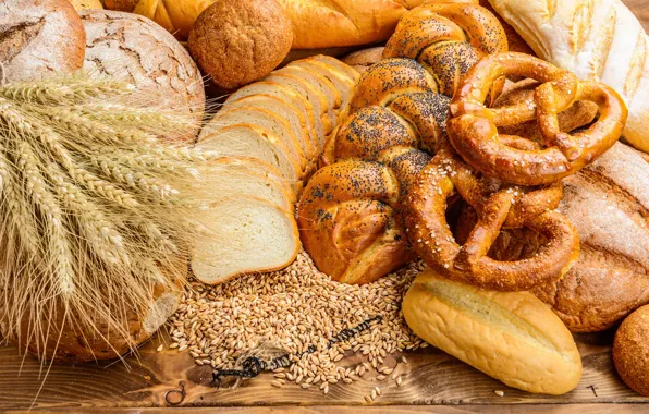 Пшеница, хлеб, колосья, выпечка, булочки, батон