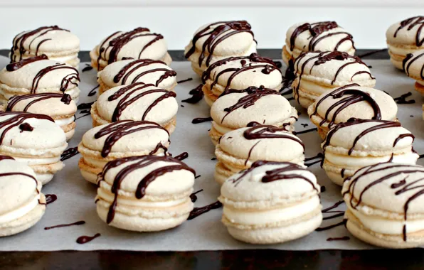 Еда, шоколад, печенье, крем, сладкое, macaron, миндальное