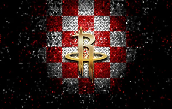 Wallpaper, sport, logo, basketball, NBA, Houston Rockets, glitter, checkered