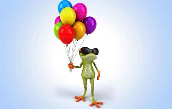 Воздушные шары, лягушка, frog, funny