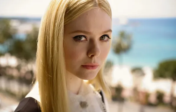 Девушка, лицо, актриса, блондинка, губы, красавица, знаменитость, elle fanning
