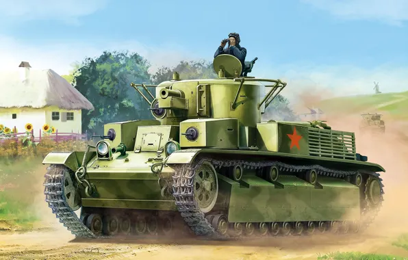 СССР, Танк, Советский, РККА, Средний, Красная Армия, Т-28, Танкист