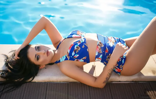 Swimsuit, Model, Pool, Tattoo, Denis Petrov