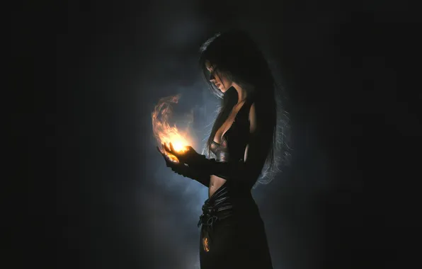 Картинка dark, fire, magic, sorceress