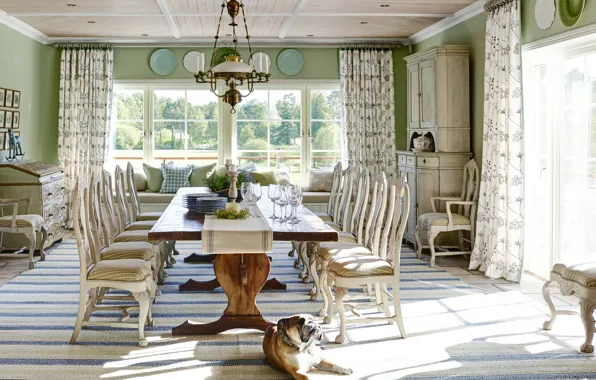Interior, dining room, rural style, design. house