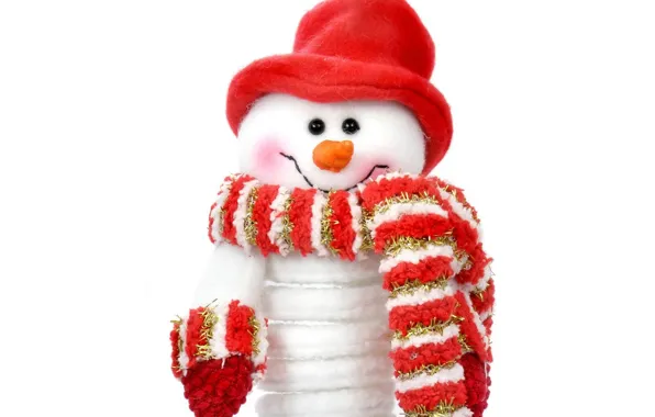 Картинка красный, праздник, шапка, новый год, шарф, снеговик