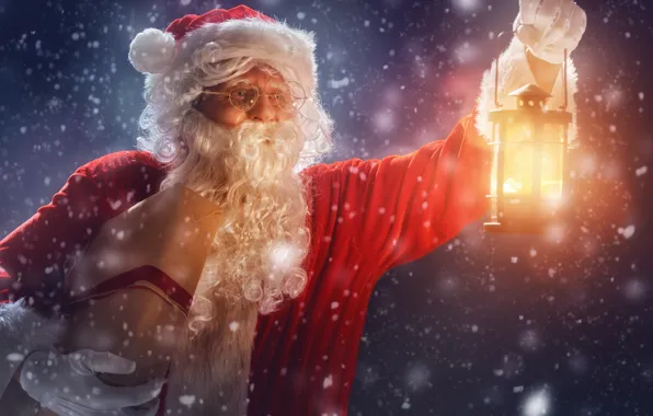 Картинка Новый Год, Рождество, night, winter, snow, merry christmas, gifts, santa claus