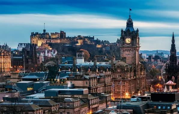 Scotland, Edinburgh, Castle, Sky View