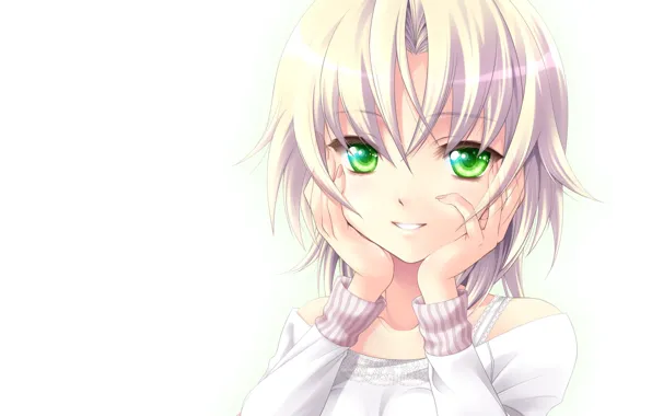 Картинка аниме, арт, зелёные глаза