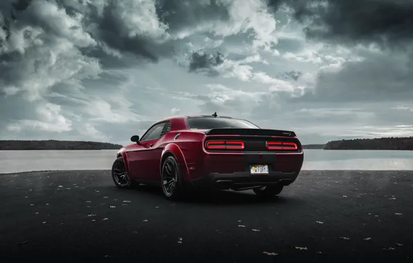 Обои Dodge, Challenger, Вид Сзади, Hellcat, SRT, Widebody, 2019.
