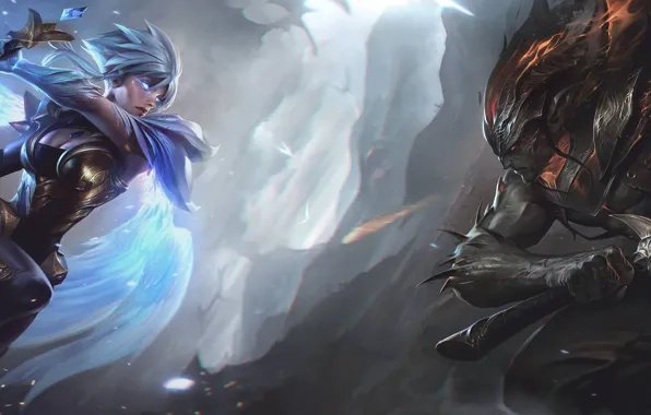 Меч, Битва, Арт, League of Legends, LoL, Riven, Artwork, Лига Легенд
