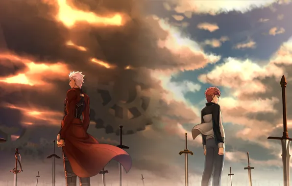 Парни, клинки, арчер, Широ Эмия, Судьба ночь схватки, Fate / Stay Night