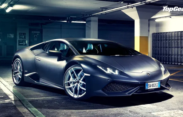 Lamborghini, Top Gear, Front, Black, Matte, Parking, Huracan, LP610-4