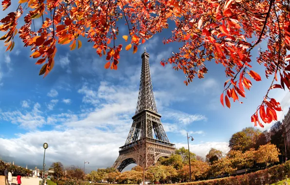 Картинка осень, Франция, Париж, Paris, river, France, autumn, leaves