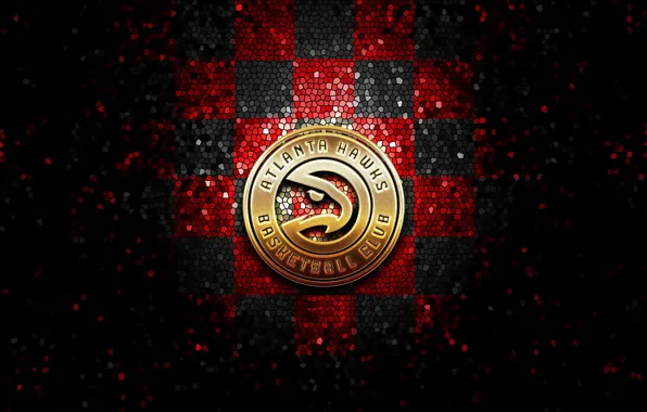 Wallpaper, sport, logo, basketball, NBA, Atlanta Hawks, glitter, checkered