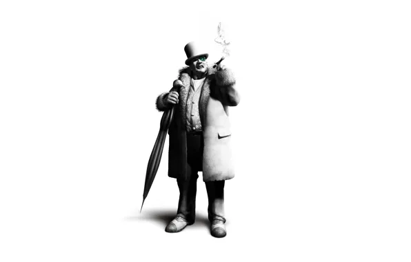 Шляпа, зонт, сигара, персонаж, Batman arkham city, cobblepot