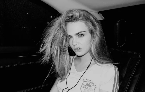 Взгляд, стиль, наушники, актриса, прическа, фотограф, черно-белое, автомобиль