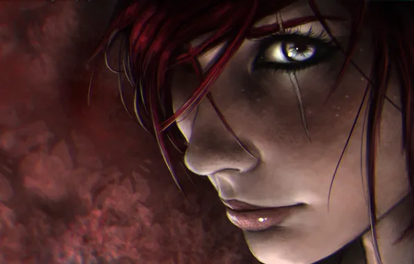 Girl, face, eye, hairs