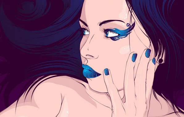 Рисунок, drawing, яркий макияж, bright makeup, close-up face, лицо крупным планом