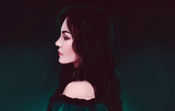 Лицо, Брюнетка, Fantasy, Art, The Witcher, Фантастика, Illustration, Witcher
