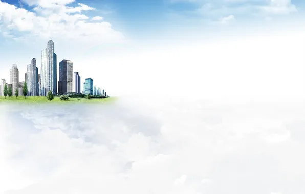 Картинка облака, парк, небоскрёбы