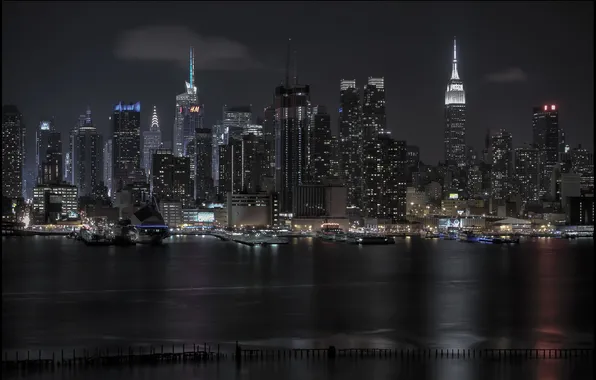 Картинка ночь, город, new york city