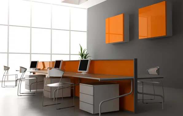 Картинка оранжевый, дизайн, стиль, комната, стулья, интерьер, квартира